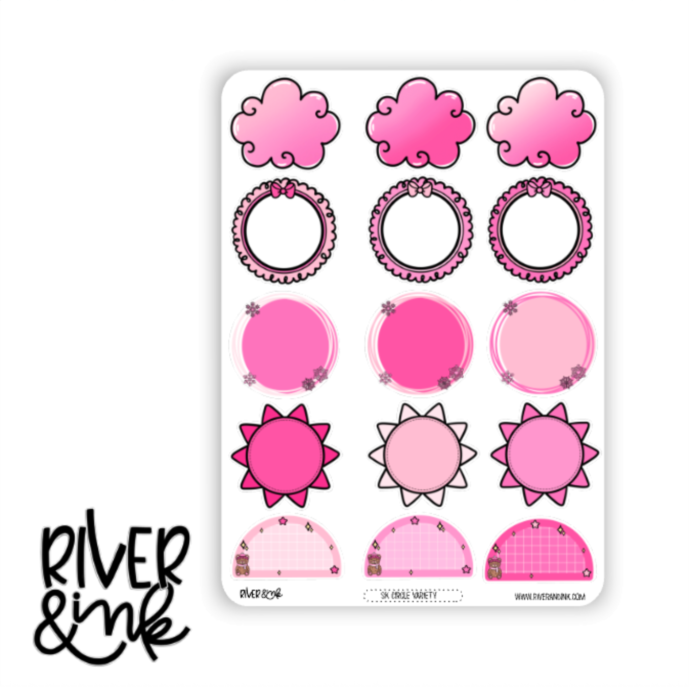 Snowflake Kisses Circle Variety Boxes | Hand Drawn Planner Stickers