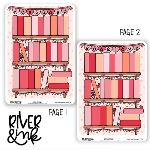 2026 February Reading Tracker Book Journaling Full Sheet | Hand Drawn Planner Stickers