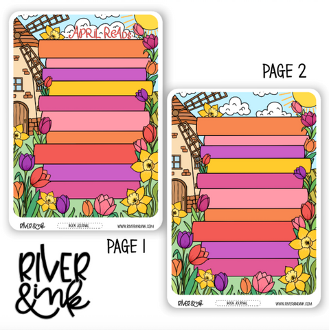 2026 April Reading Tracker Book Journaling Full Sheet | Hand Drawn Planner Stickers