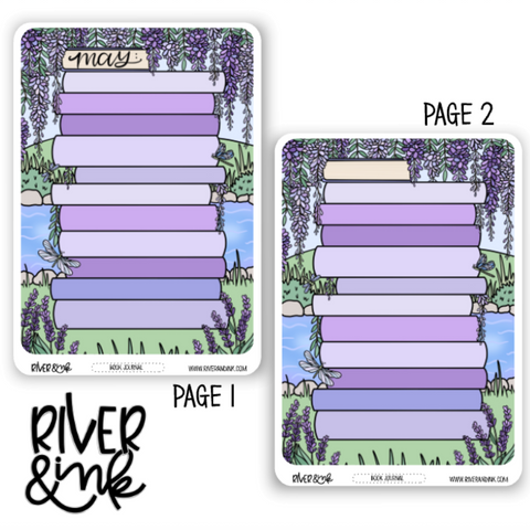 2026 May Reading Tracker Book Journaling Full Sheet | Hand Drawn Planner Stickers