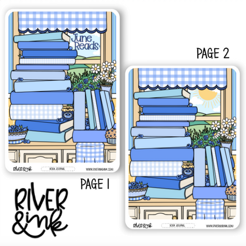 2026 June Reading Tracker Book Journaling Full Sheet | Hand Drawn Planner Stickers