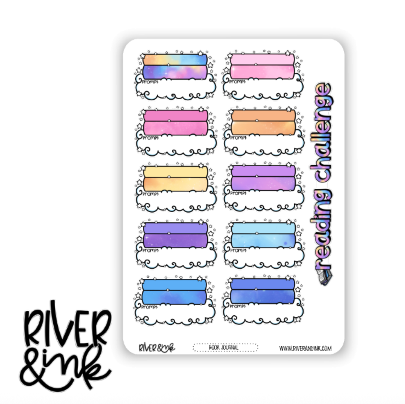 2026 Reading Challenge Tracker Book Journaling Full Sheet | Hand Drawn Planner Stickers