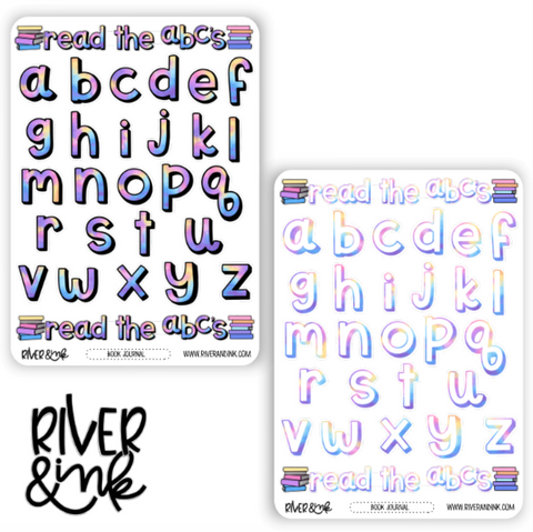 2026 Read the Alphabet Book Journaling Full Sheet | Hand Drawn Planner Stickers