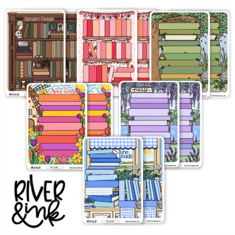 2026 January to June Monthly Book Journaling Bundle Full Sheet | Hand Drawn Planner Stickers