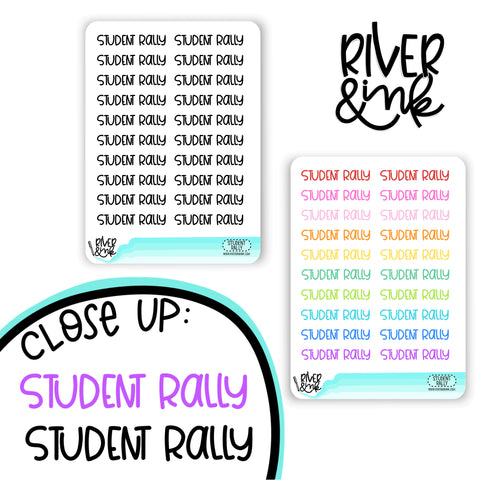 Student Rally | Hand Lettered Planner Stickers