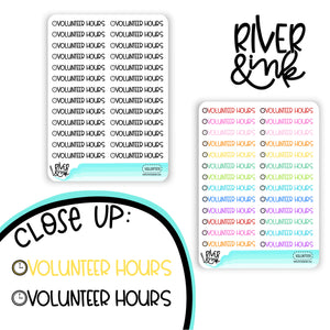 Volunteer Hours | Hand Lettered Planner Stickers