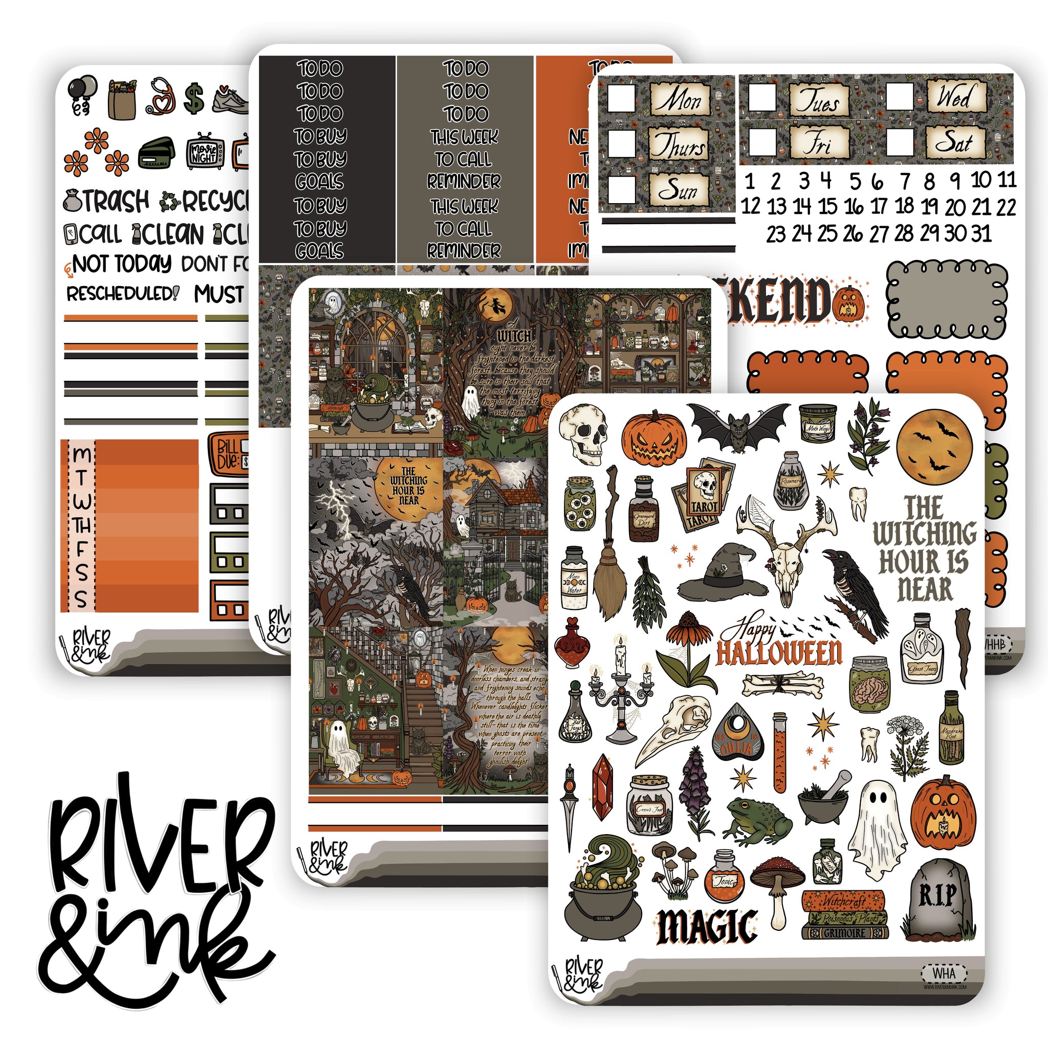Witching Hour | Vertical Stickers Kit Planner Stickers