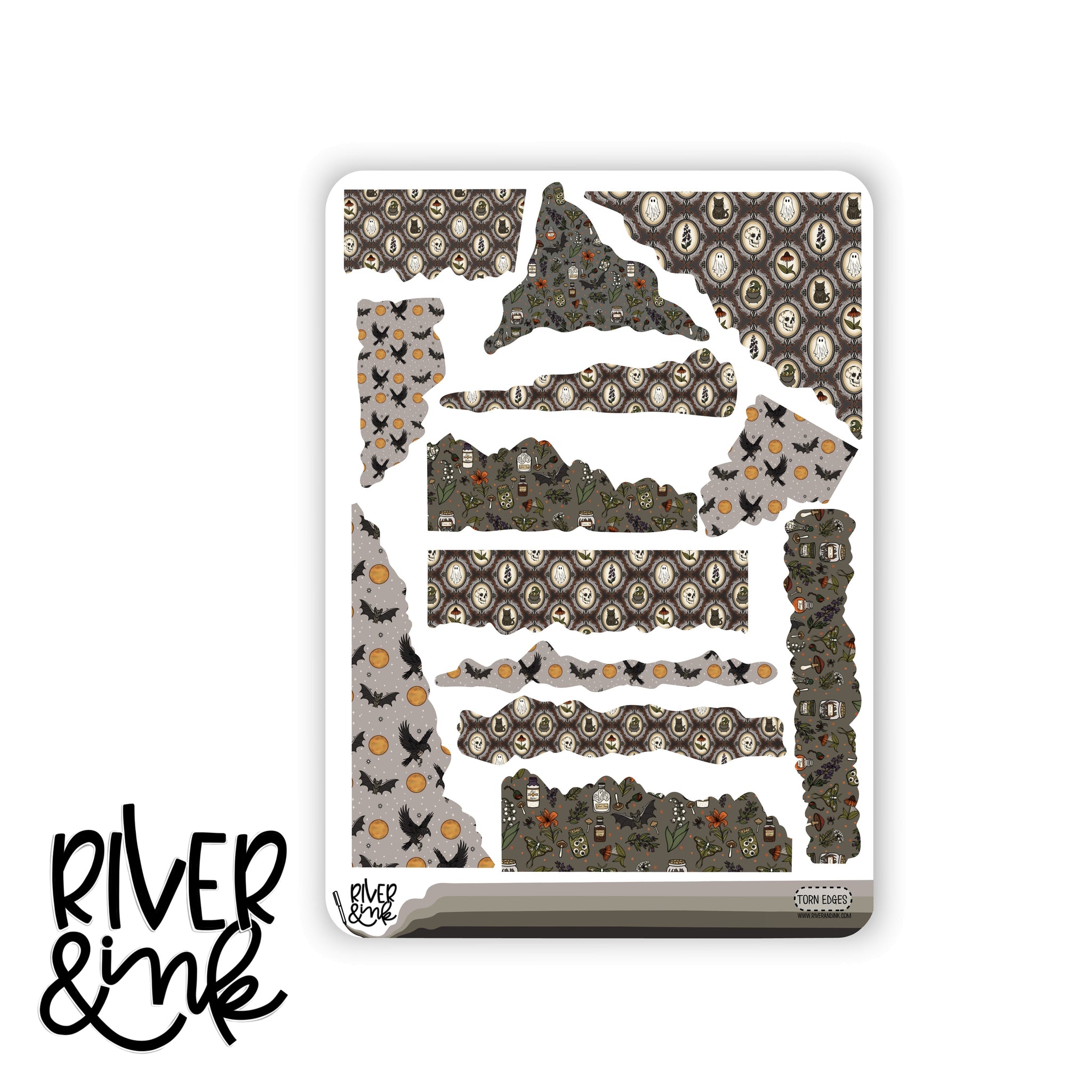 Witching Hour Torn Edges Journaling Deco | Hand Drawn Planner Stickers