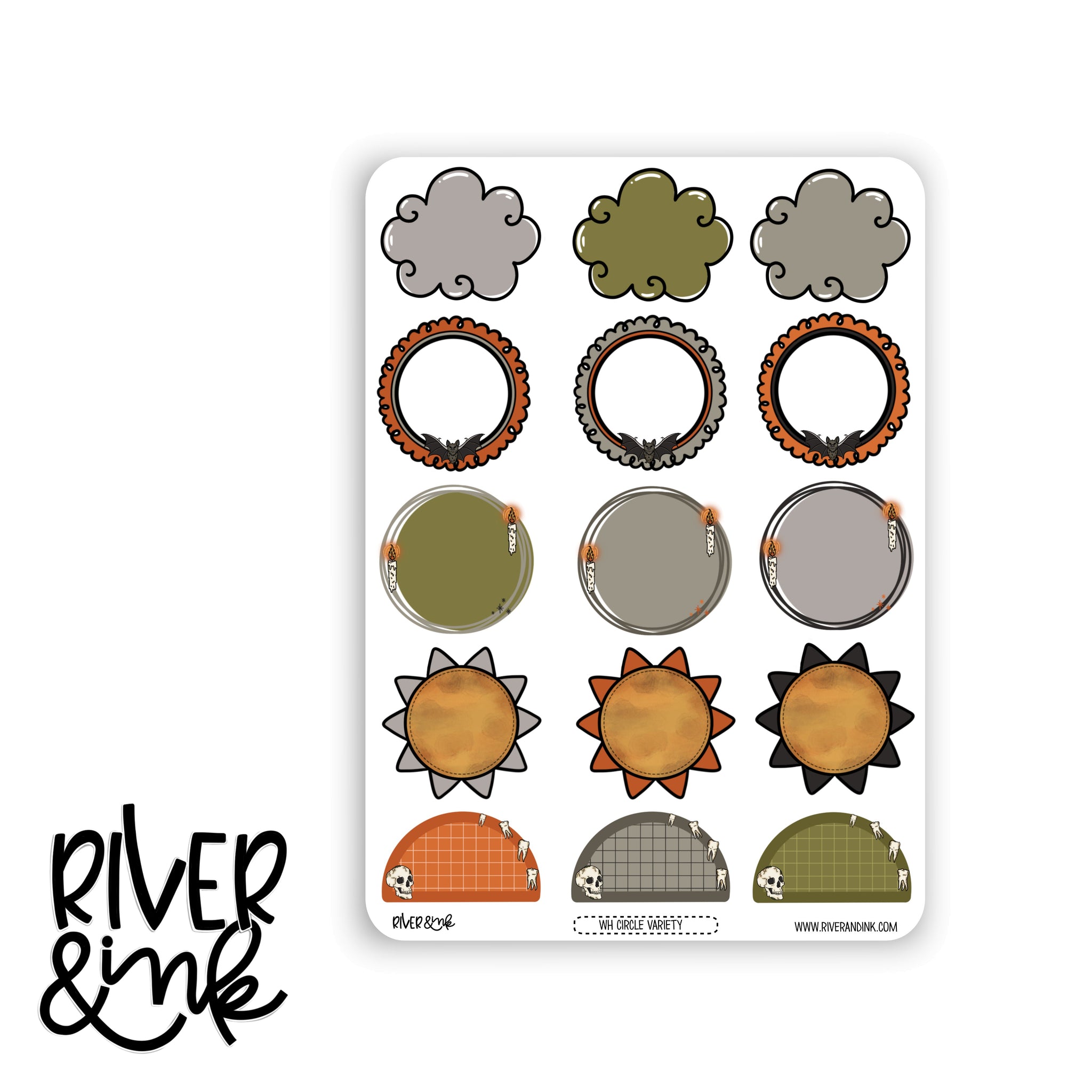 Witching Hour Circle Variety Boxes | Hand Drawn Planner Stickers