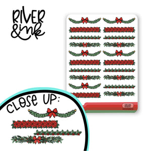 Christmas Garland Variety Dividers | Hand Drawn Planner Stickers