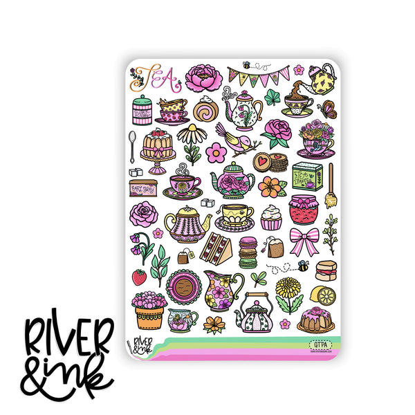Garden Tea Party | Vertical Stickers Kit Planner Stickers