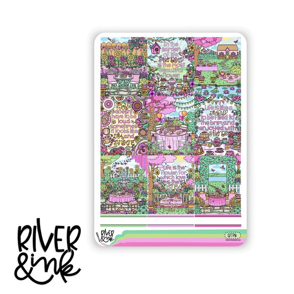 Garden Tea Party | Vertical Stickers Kit Planner Stickers