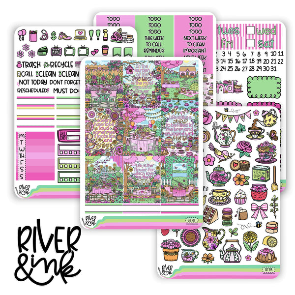 Garden Tea Party | Vertical Stickers Kit Planner Stickers