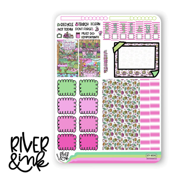 Garden Tea Party | Hobonichi Weeks Sticker Kit Planner Stickers