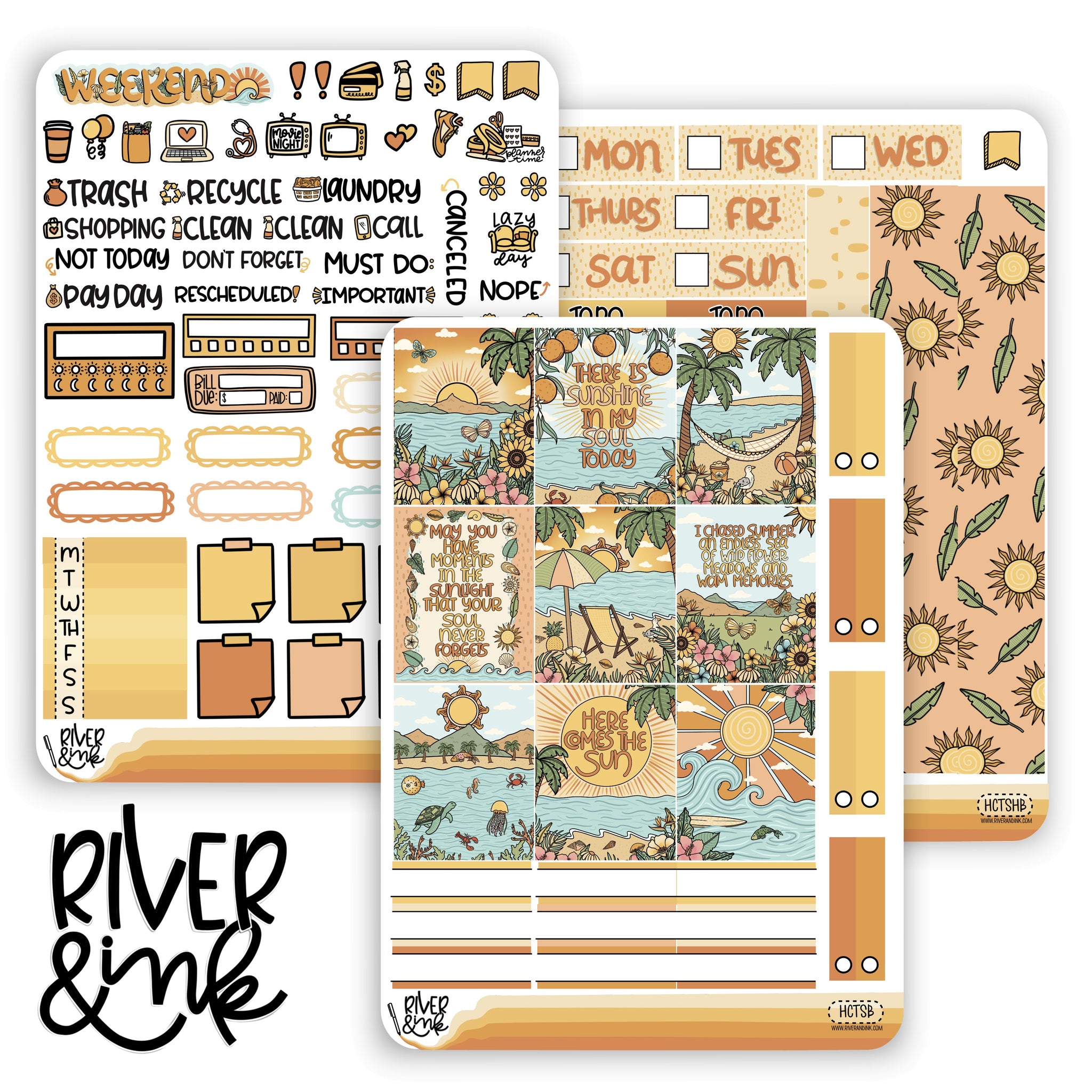 Here Comes the Sun | Hobonichi Cousin Planner Stickers Kit