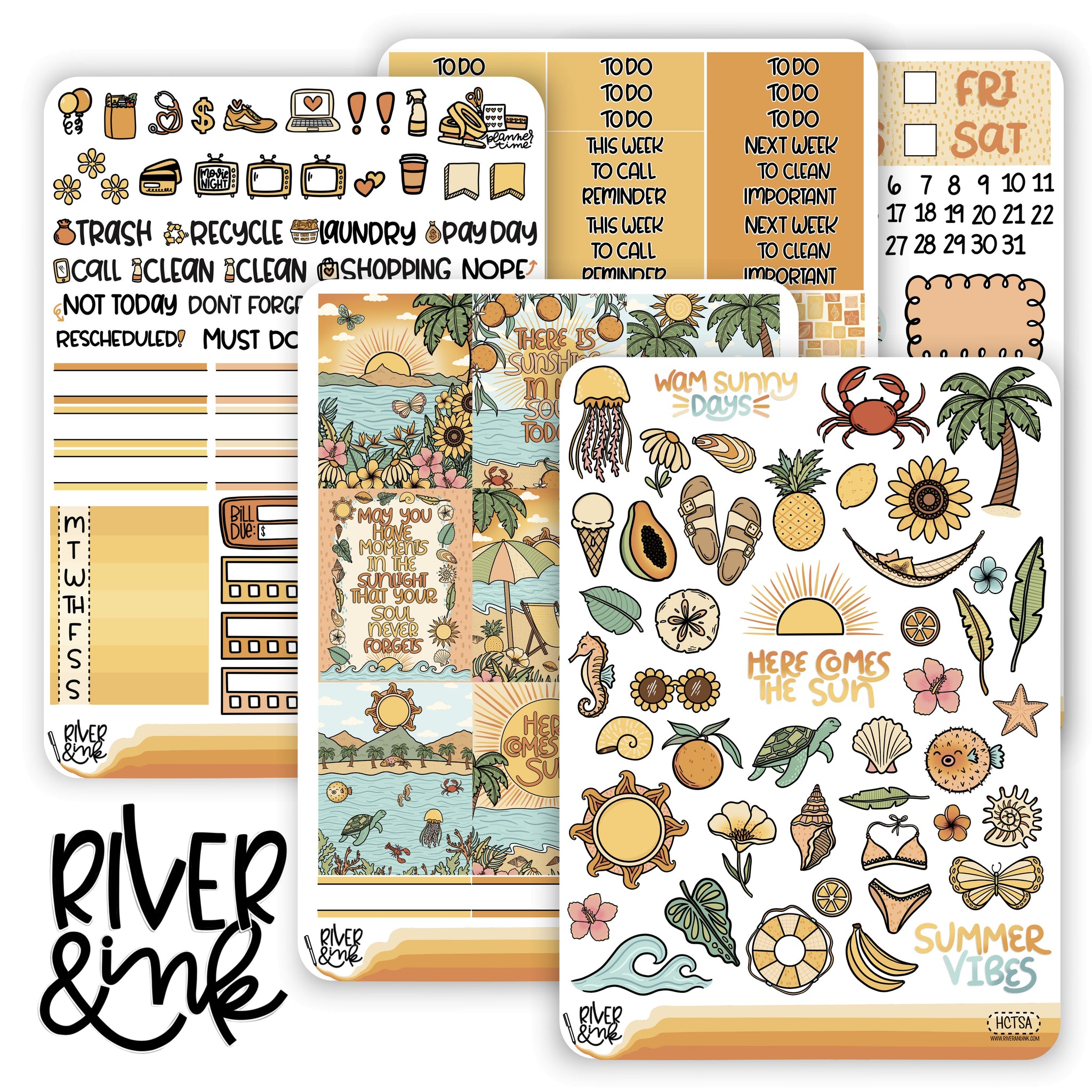 Here Comes the Sun | Vertical Stickers Kit Planner Stickers