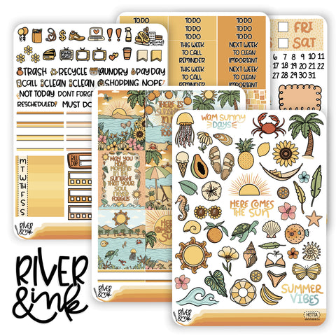 Here Comes the Sun | Vertical Stickers Kit Planner Stickers
