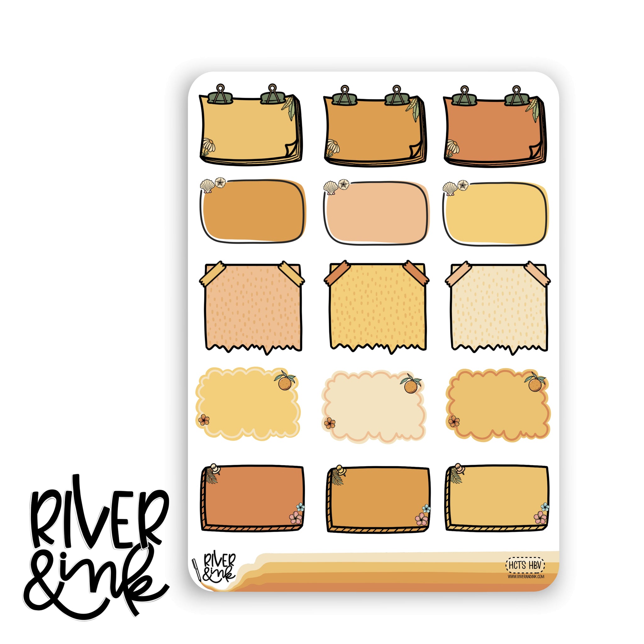 Here Comes the Sun Variety Half Boxes | Hand Drawn Planner Stickers