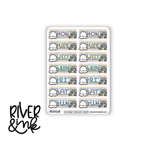 Ice Cream Truck Date Coves | Hand Drawn Planner Stickers