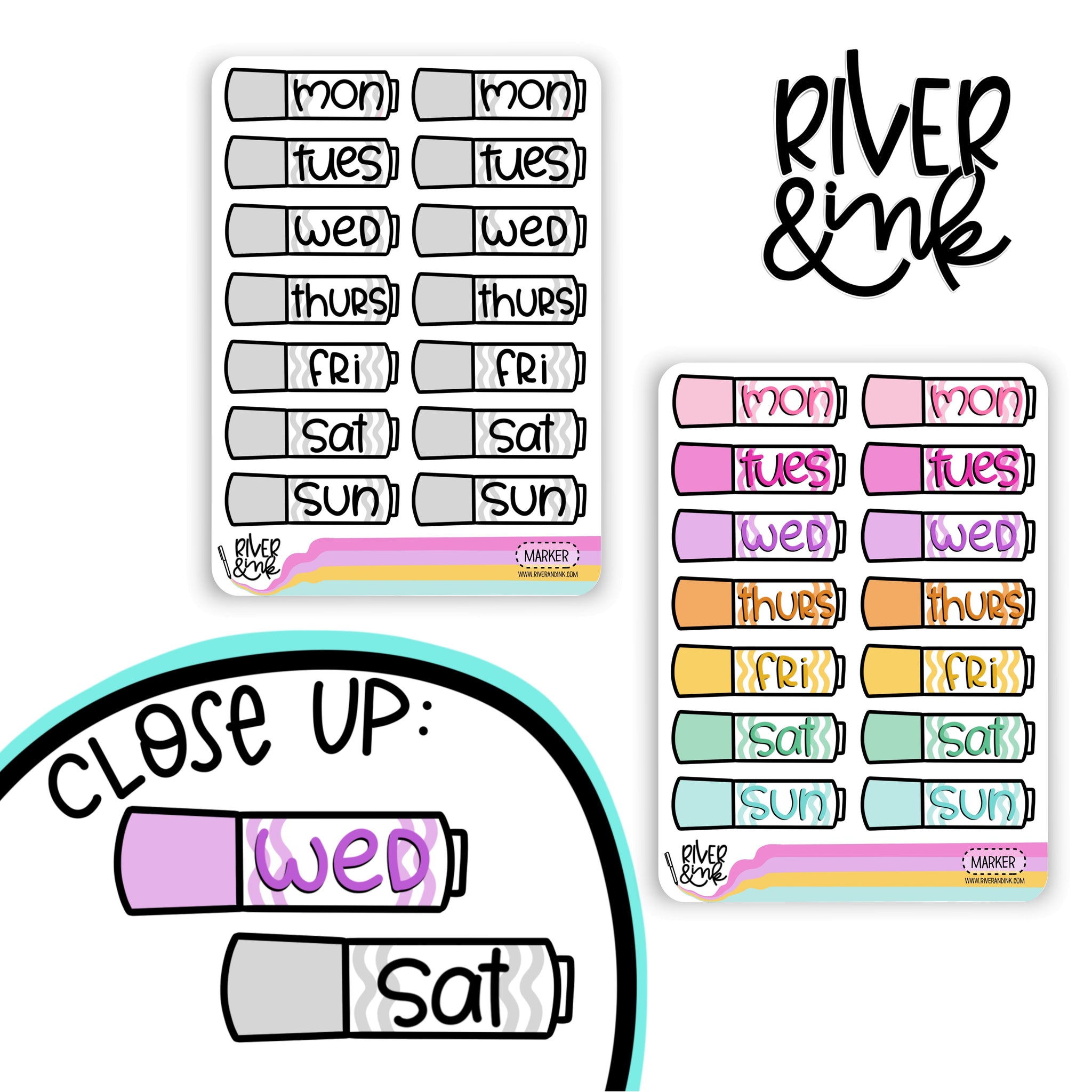 Marker Date Covers | Hand Lettered Planner Stickers