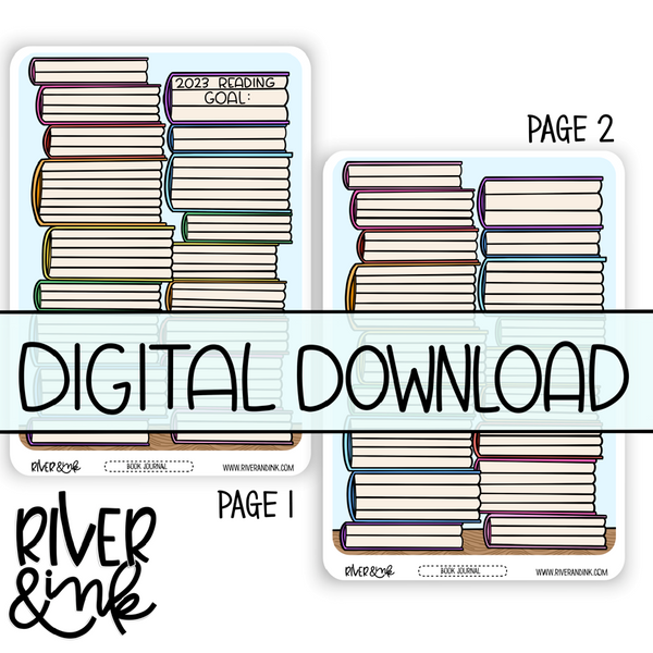 A5 2023 Digital Download Rainbow Bookshelf Journaling Pages