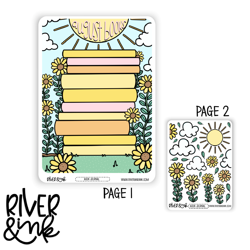 B6 2023 August Reading Tracker Book Journaling Full Sheet | Hand Drawn Planner Stickers