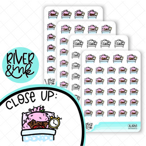 Alarm Early Morning Planner Characters | Hand Drawn Planner Stickers