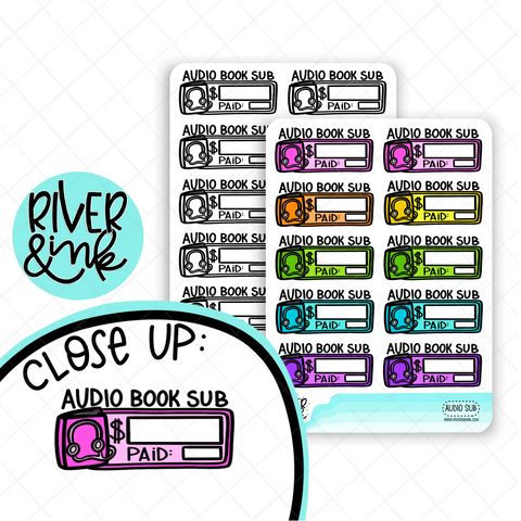 Audio Book Sub Bill Budgeting Quarter Boxes | Hand Lettered Planner Stickers