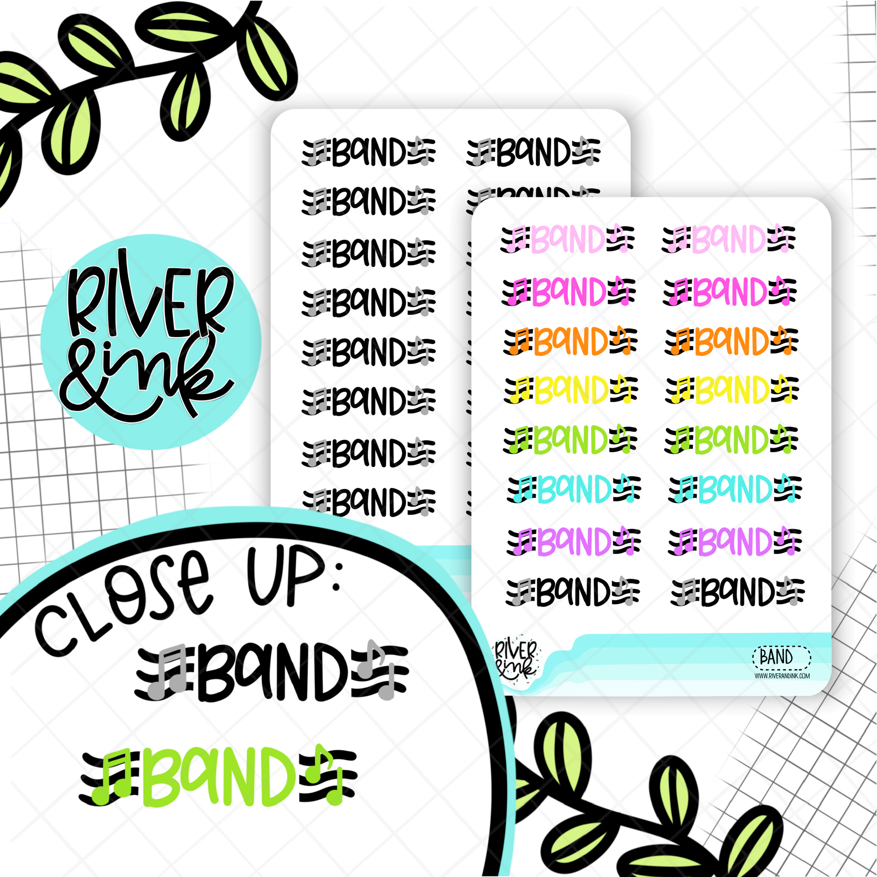 Band | Hand Lettered Planner Stickers