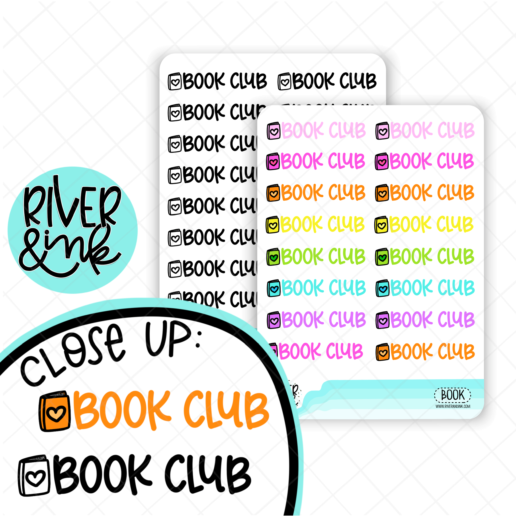 Book Club | Hand Lettered Planner Stickers