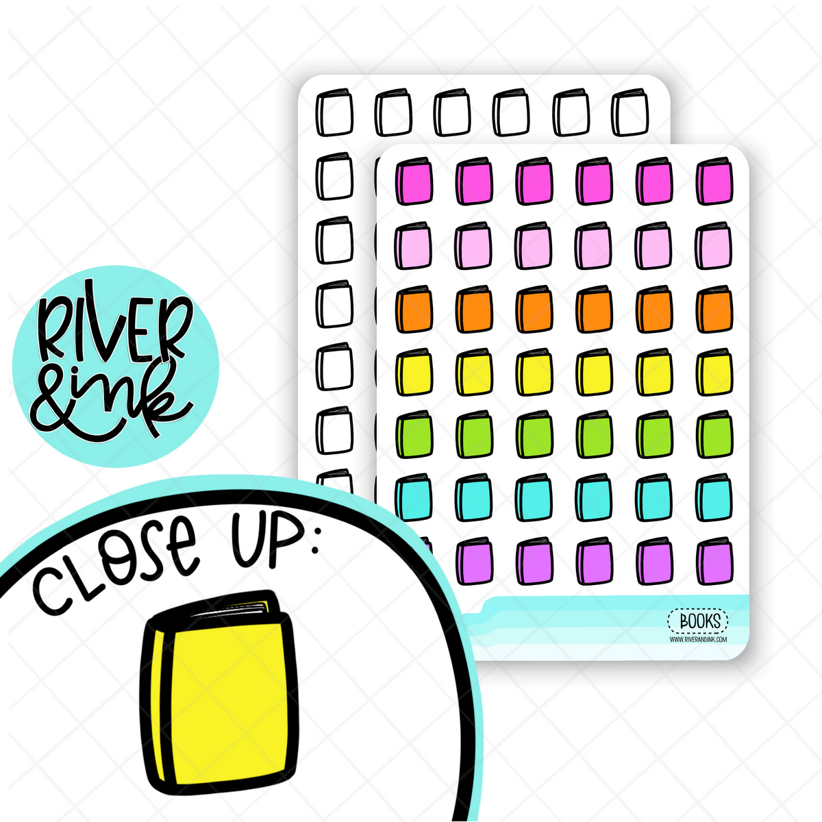 Book Icons | Hand Lettered Planner Stickers – River & Ink
