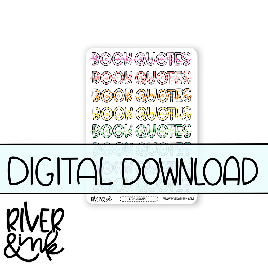A5 and B6 2023 Digital Download Book Quotes Note Page Headers Journaling Pages *PERSONAL USE ONLY*