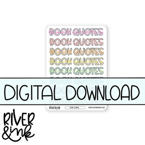 A5 and B6 2023 Digital Download Book Quotes Note Page Headers Journaling Pages *PERSONAL USE ONLY*
