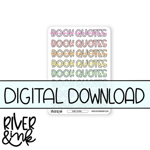 7x9 2023 Digital Download Book Quotes Note Page Headers Journaling Pages *PERSONAL USE ONLY*