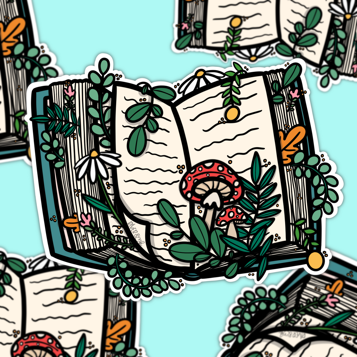 Book Forest | Hand Drawn Vinyl Sticker – River & Ink