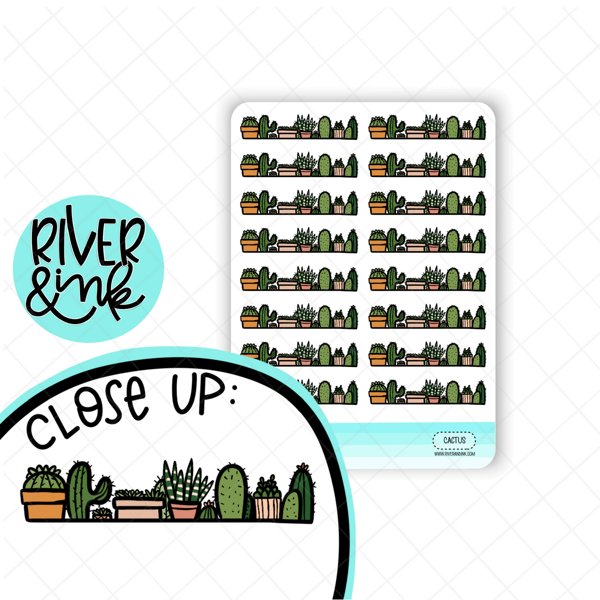 Cactus Divider | Hand Drawn Planner Stickers – River & Ink