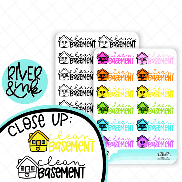 Clean Basement | Hand Lettered Planner Stickers