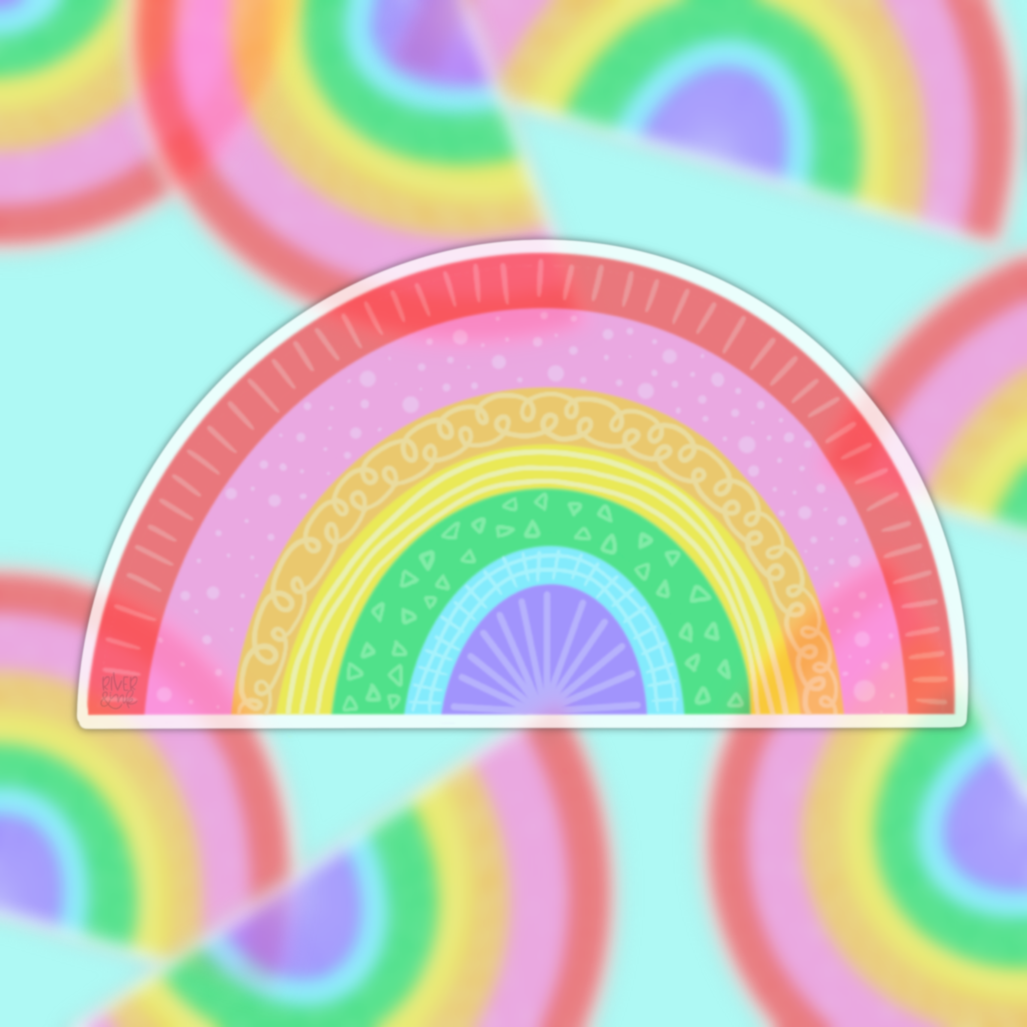 Clear Doodle Rainbow | Hand Drawn Vinyl Sticker