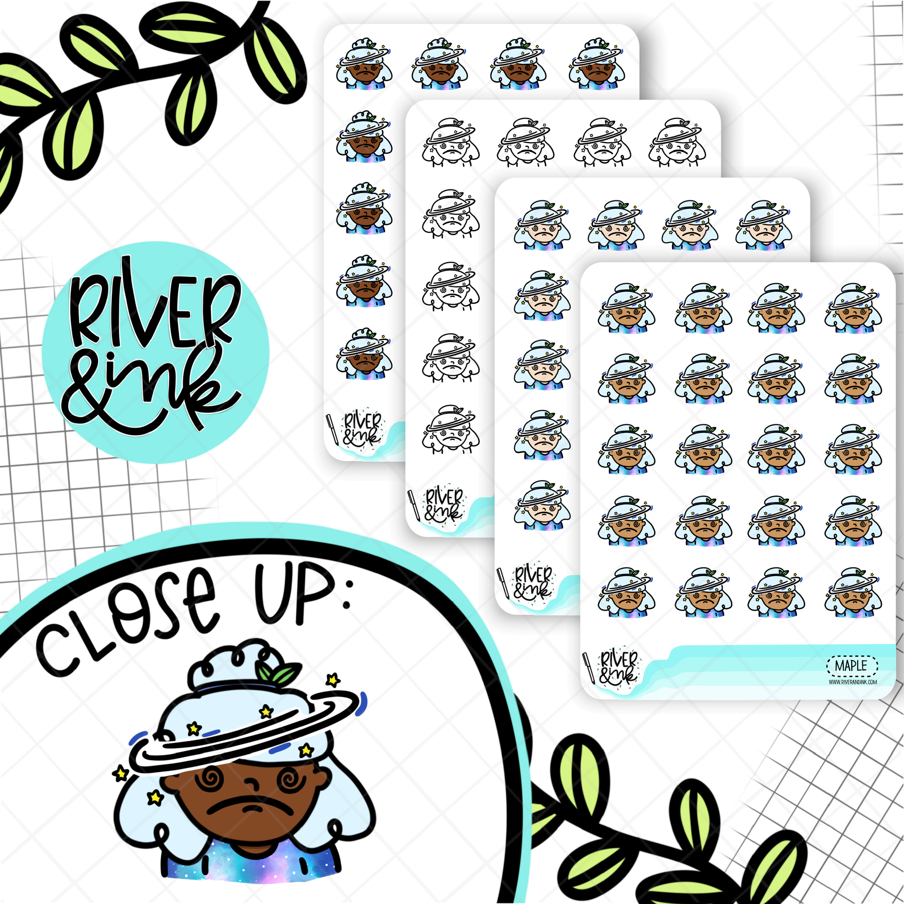 Dizzy Headache Planner Characters | Hand Drawn Planner Stickers