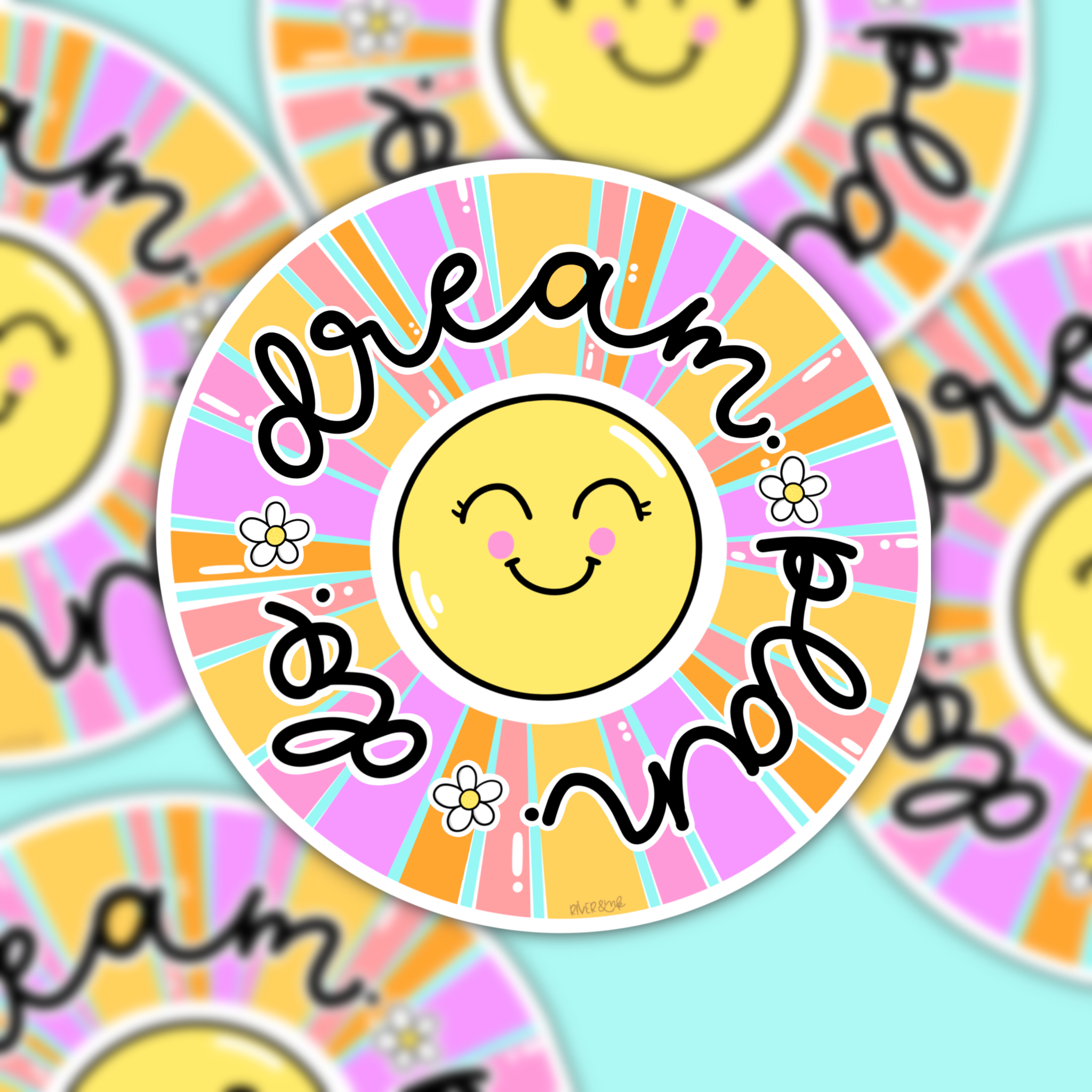 Dream. Plan. Do. Sunshine Vinyl Sticker | Hand Drawn Vinyl Sticker