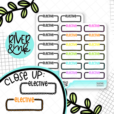 Elective Quarter Boxes | Hand Lettered Planner Stickers