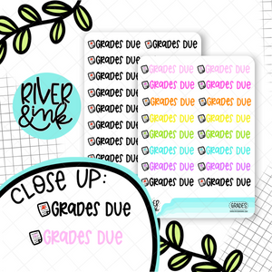 Grades Due | Hand Lettered Planner Stickers