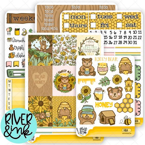 Honey Bear | Weekly Vertical Planner Stickers Kit
