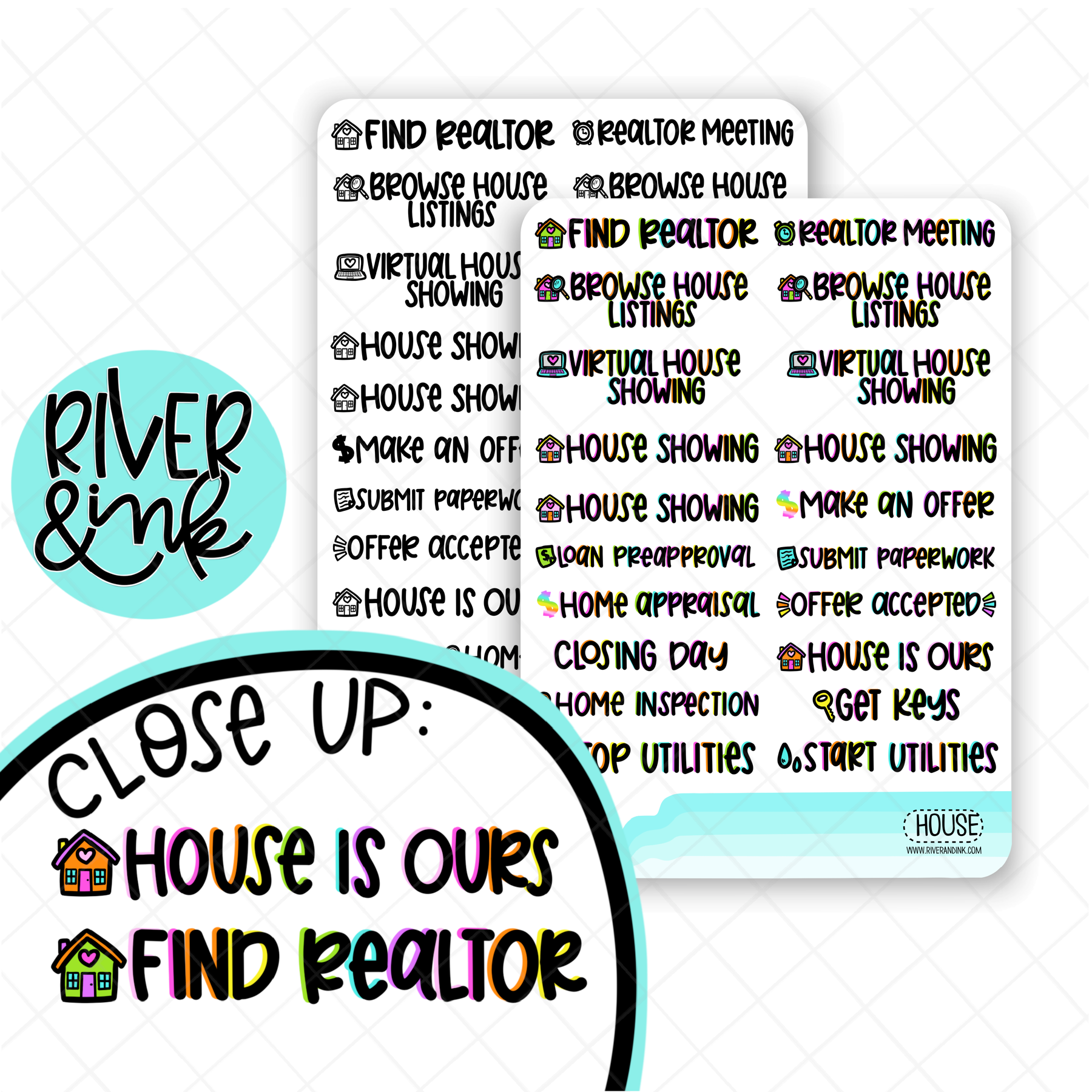 House Hunting | Hand Lettered Planner Stickers