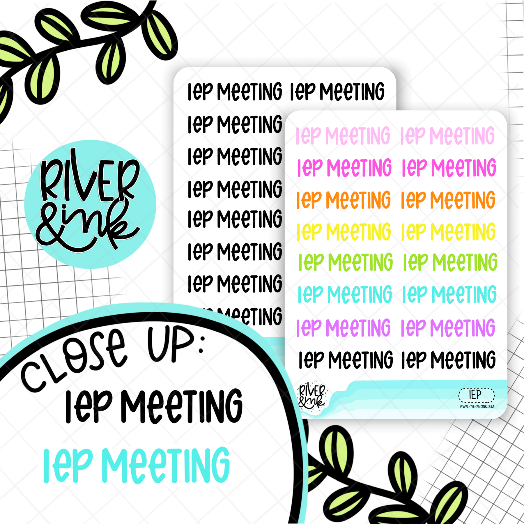 IEP Meeting | Hand Lettered Planner Stickers