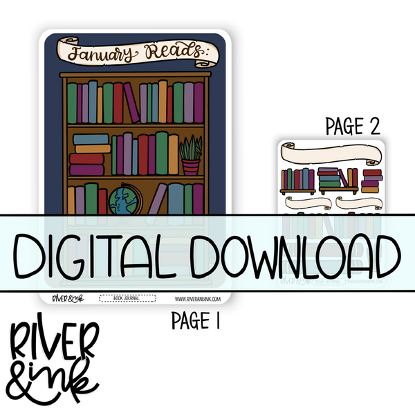 7x9 2023 Digital Download Rainbow Bookshelf Journaling Pages