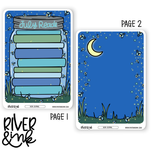 A5 2023 July Reading Tracker Book Journaling Full Sheet | Hand Drawn Planner Stickers