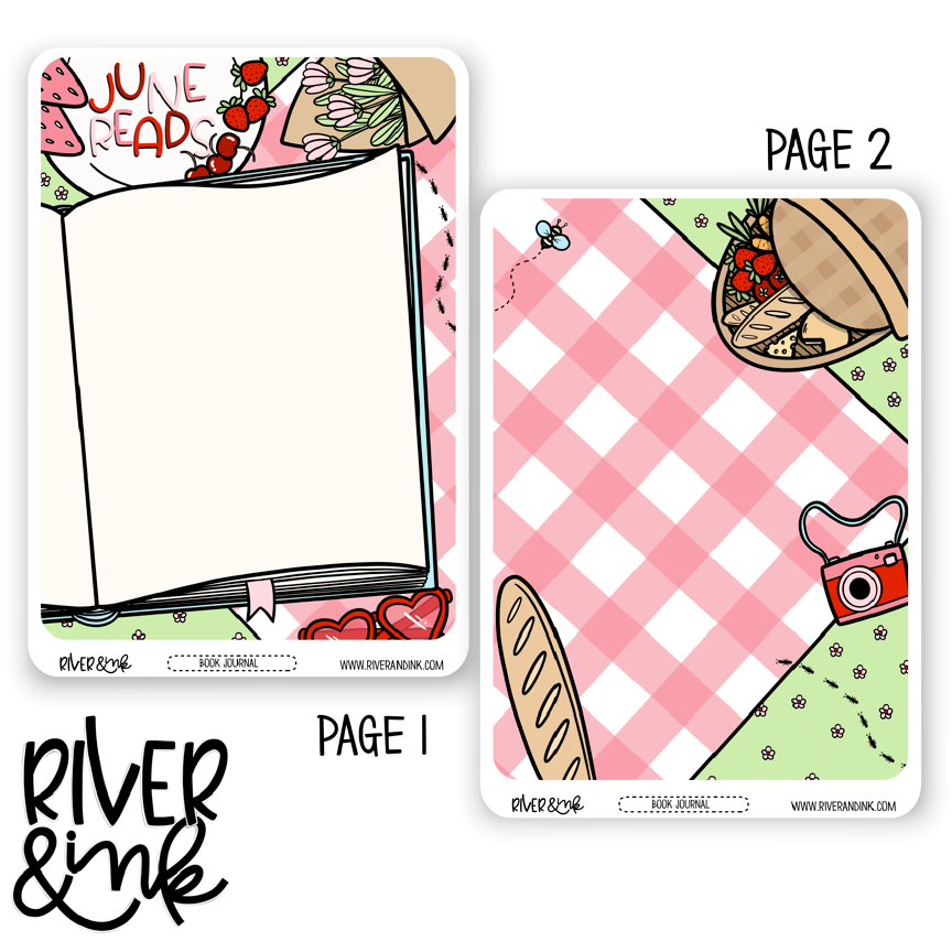 A5 2023 June Reading Tracker Book Journaling Full Sheet | Hand Drawn Planner Stickers