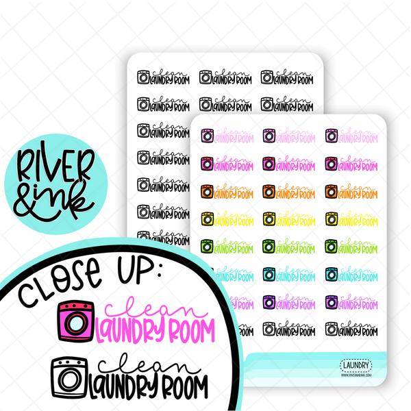Clean Laundry Room | Hand Lettered Planner Stickers
