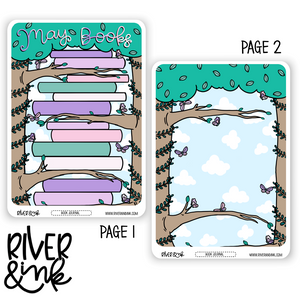 B6 2023 May Reading Tracker Book Journaling Full Sheet | Hand Drawn Planner Stickers